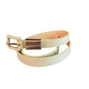 Calvin Klein Champagne Golden Tone Leather Belt, Size Medium, Leather MOBwife